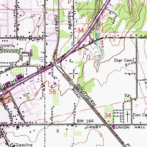 Topographic Map of Arneson City Park, OR