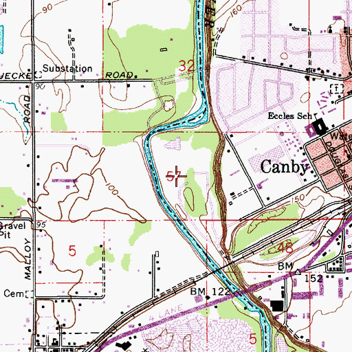 Topographic Map of Canby Regional Park, OR
