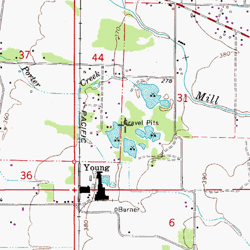 Topographic Map of Aumsville Ponds County Park, OR