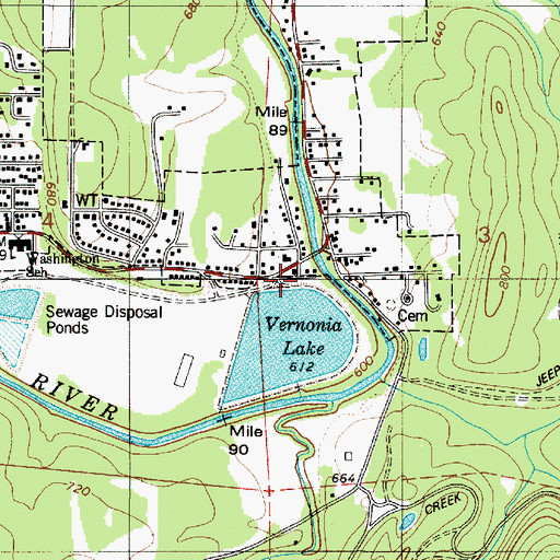 Topographic Map of Vernonia Lake City Park, OR