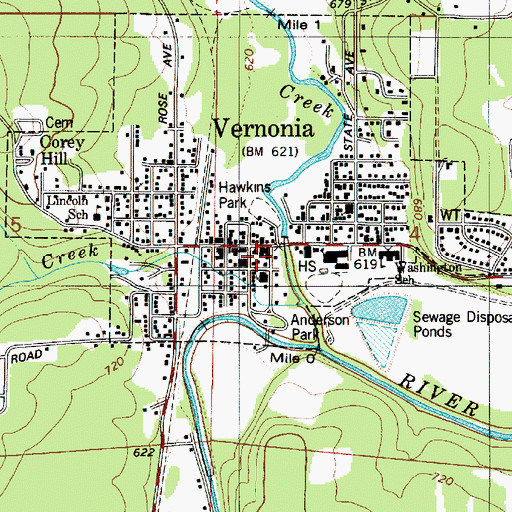 Topographic Map of Shay 102 City Park, OR