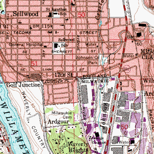 Topographic Map of Portland Traction Trail, OR
