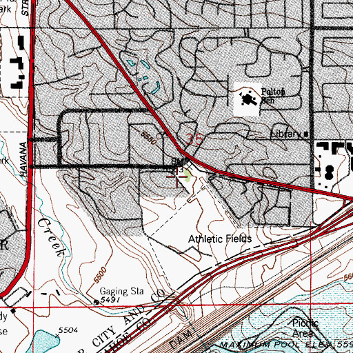 Topographic Map of The Cremation Gardens at Rocky Mountain Memorial Park, CO
