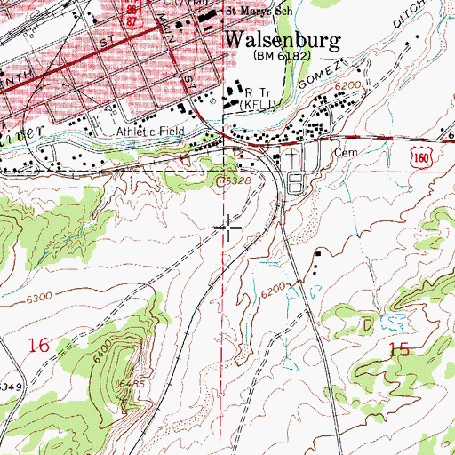 Topographic Map of KFLJ-AM (Walsenburg), CO