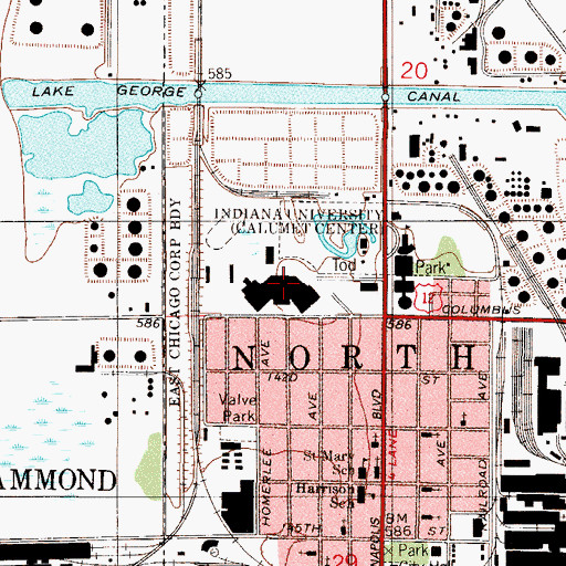 Topographic Map of East Chicago Central High School, IN