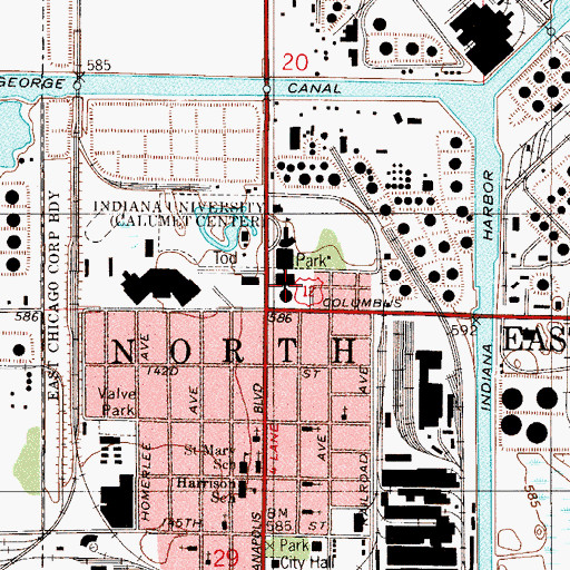 Topographic Map of West Side Junior High School, IN