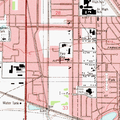 Topographic Map of Highland Fire Department Station 2, IN