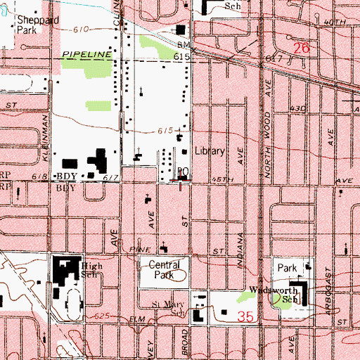 Topographic Map of Griffith Post Office, IN