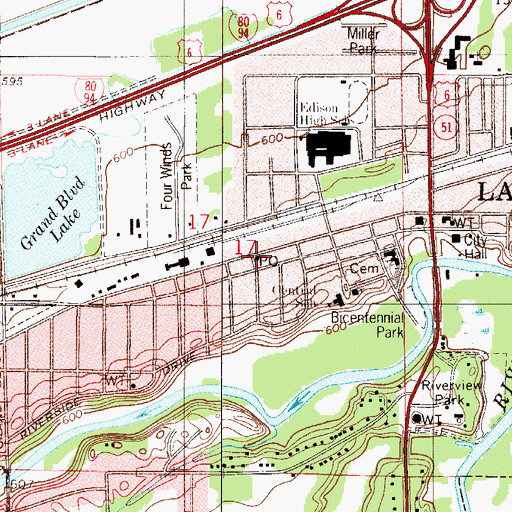Topographic Map of Lake Station Post Office, IN