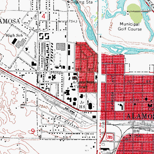 Topographic Map of KASF-FM (Alamosa), CO