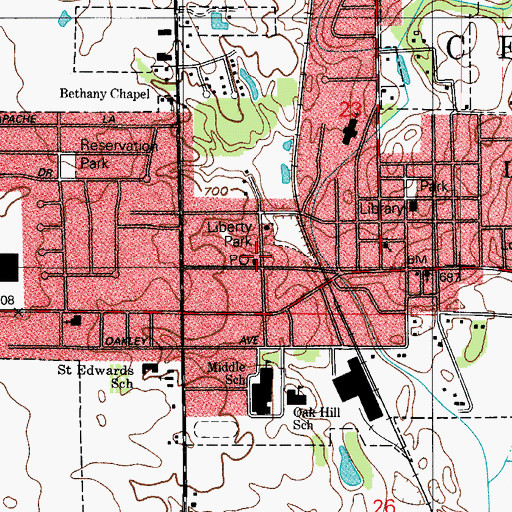 Topographic Map of Lowell Post Office, IN