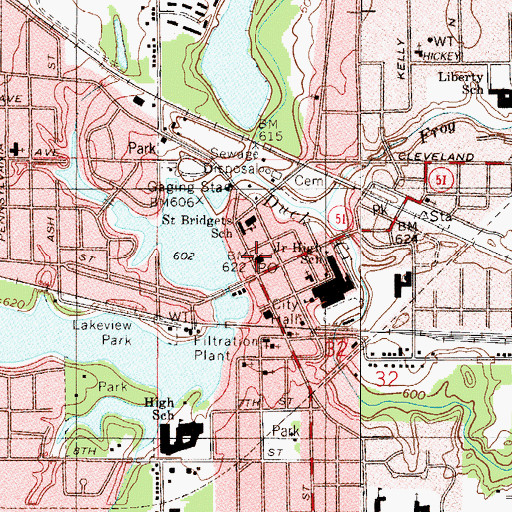 Topographic Map of Hobart Post Office, IN