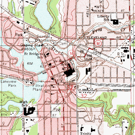 Topographic Map of Hobart Carnegie Library, IN