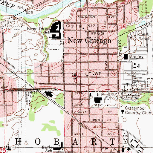 Topographic Map of Assumption Church, IN
