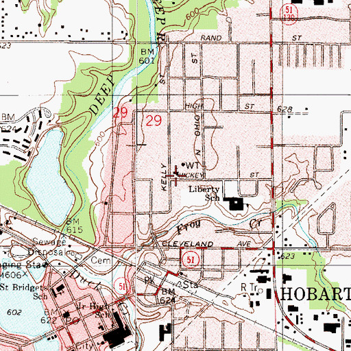 Topographic Map of Augustana Lutheran Church, IN