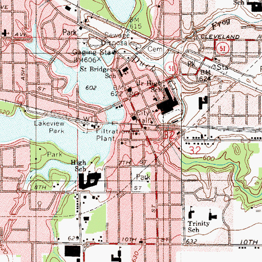 Topographic Map of First Church of the Nazarene, IN