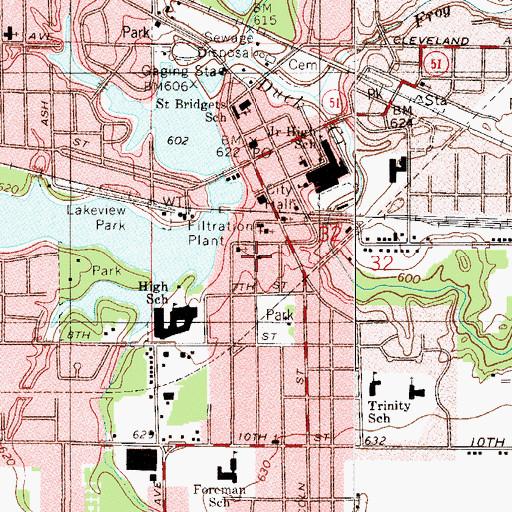 Topographic Map of Hobart First Christian Church, IN