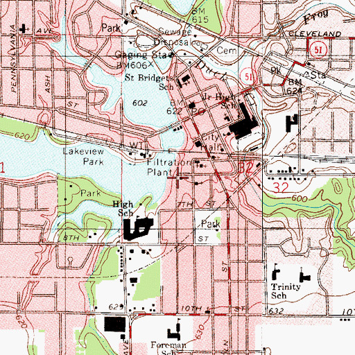 Topographic Map of First Church of Christ Scientist (historical), IN