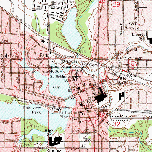 Topographic Map of Saint Bridget Roman Catholic Church, IN