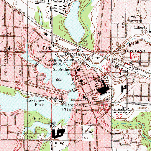 Topographic Map of Trinity Evangelical Lutheran Church (historical), IN