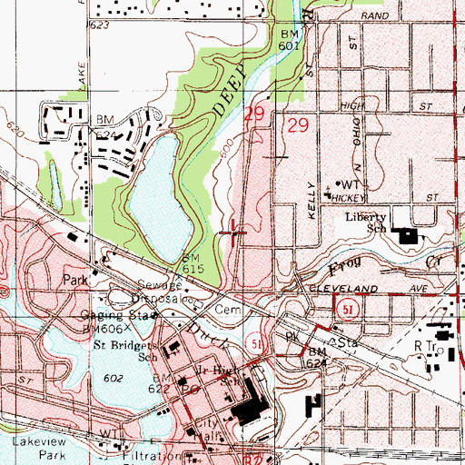 Topographic Map of Michigan Avenue Methodist Episcopal Church (historical), IN