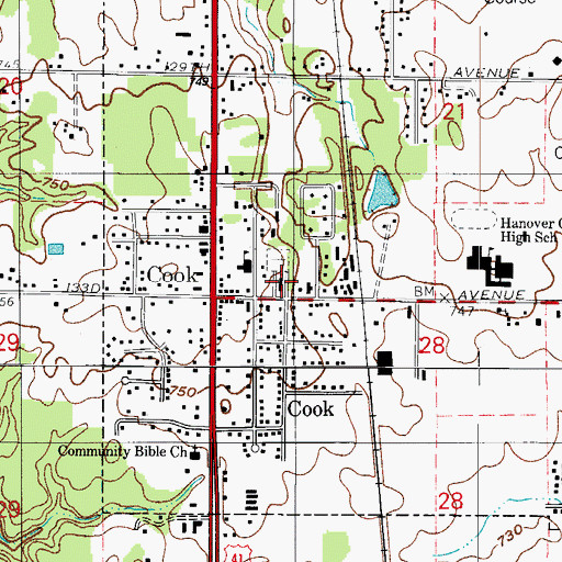 Topographic Map of Holy Name Catholic Church, IN