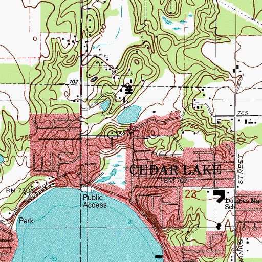 Topographic Map of New Life Bible Church, IN