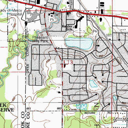 Topographic Map of Dyer Presbyterian Church, IN