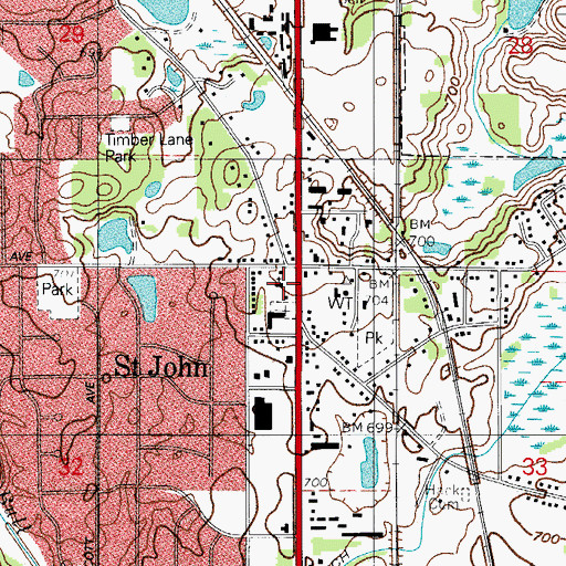 Topographic Map of Saint John the Evangelist Catholic Church, IN