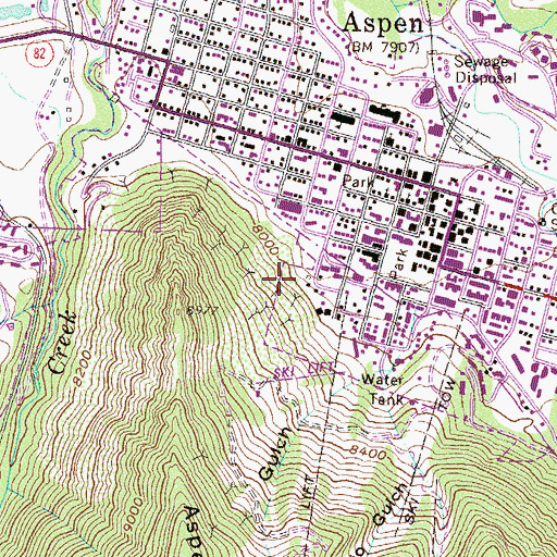 Topographic Map of KAJX-FM (Aspen), CO