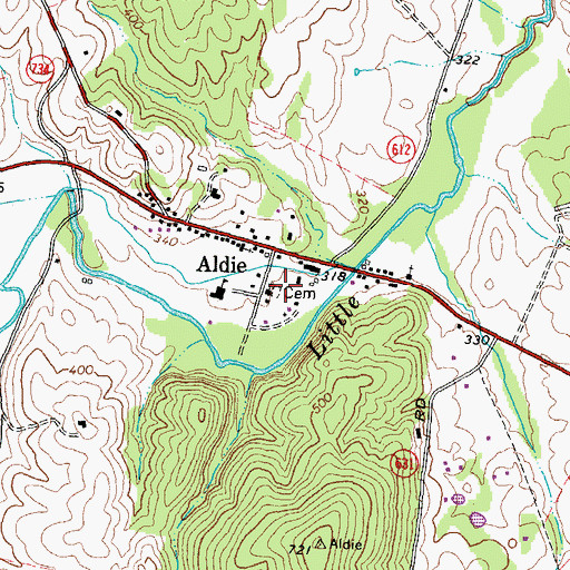 Topographic Map of Aldie Presbyterian Cemetery, VA