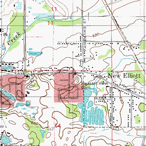 Topographic Map of First Baptist Church, IN