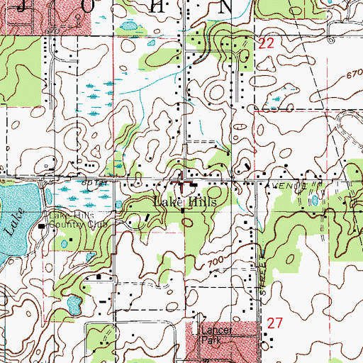 Topographic Map of Lake Hills Baptist Church, IN