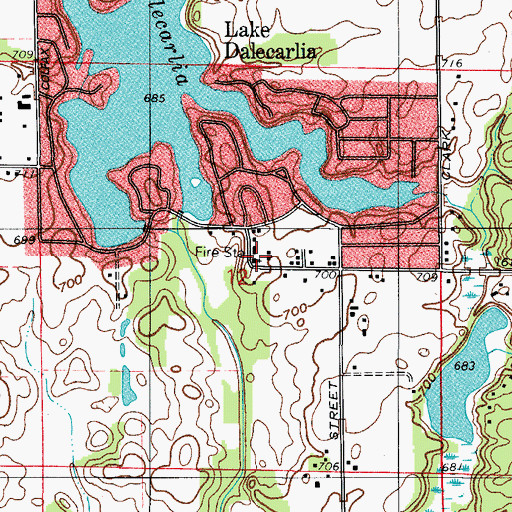 Topographic Map of Dalecarlia Bible Church, IN