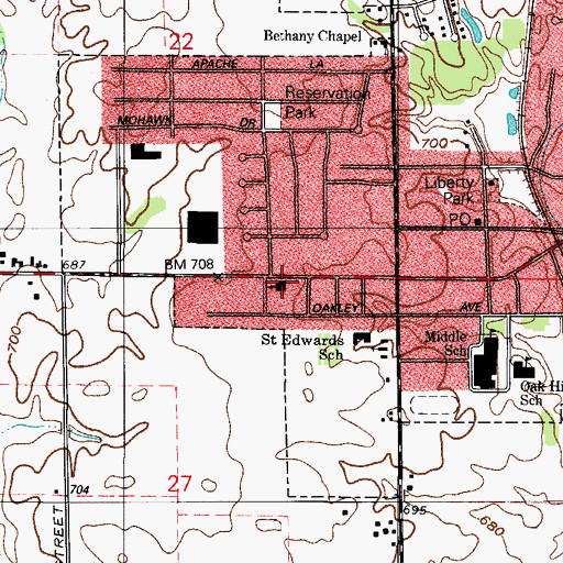 Topographic Map of Trinity Lutheran Church, IN
