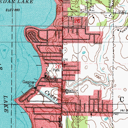 Topographic Map of Cedar Lake United Methodist Church, IN