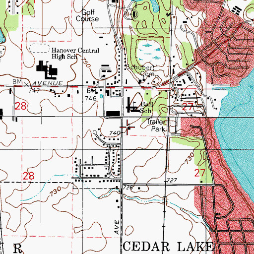 Topographic Map of First Baptist Church, IN