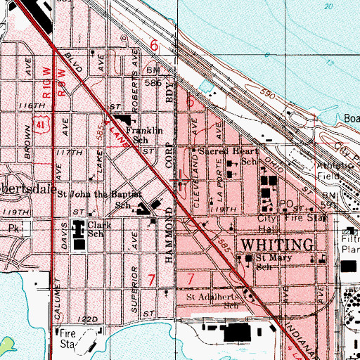Topographic Map of Saint Paul Evangelical Lutheran Church, IN