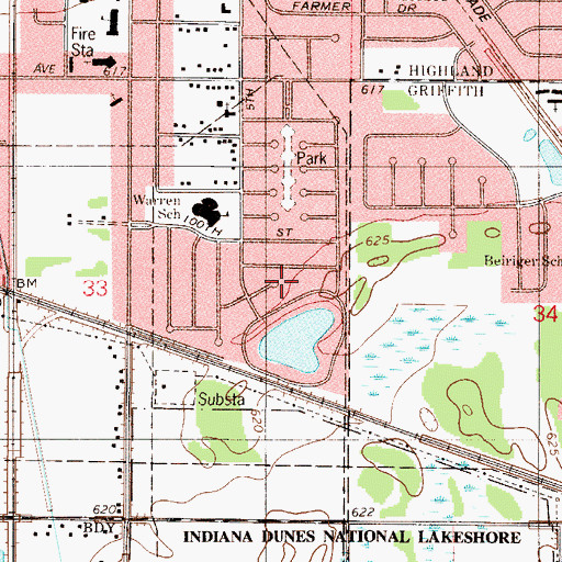 Topographic Map of Jaycee Park, IN