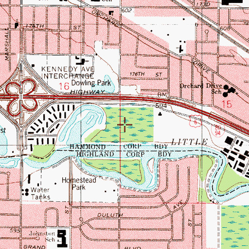 Topographic Map of Kennedy Park, IN