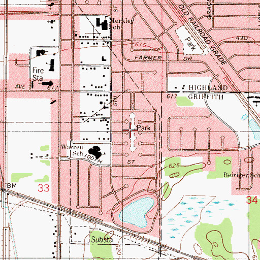 Topographic Map of Lakeside Park, IN