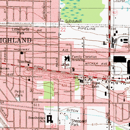 Topographic Map of Orchard Park, IN