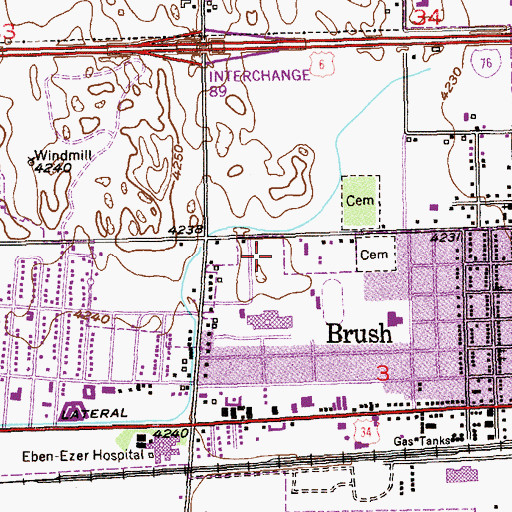 Topographic Map of KKDD-FM (Brush), CO