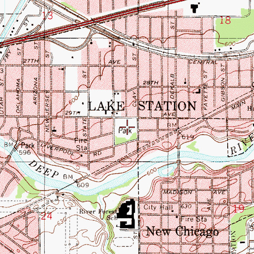 Topographic Map of Columbus Park, IN