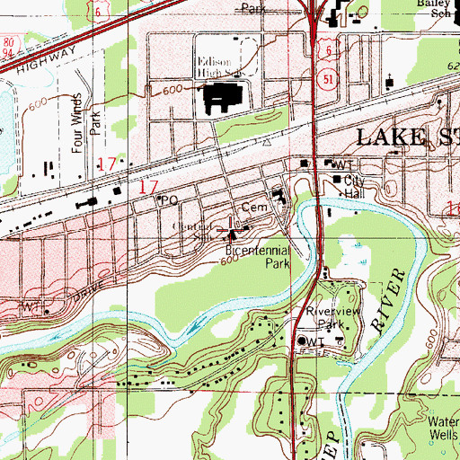 Topographic Map of Central Elementary School, IN