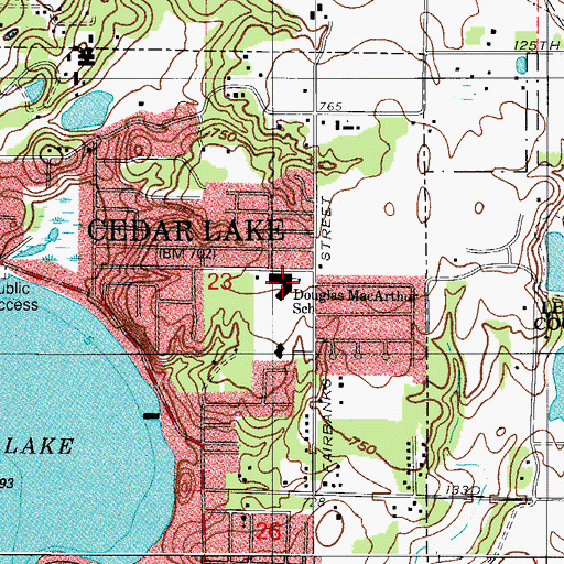 Topographic Map of Douglas MacArthur Elementary School, IN