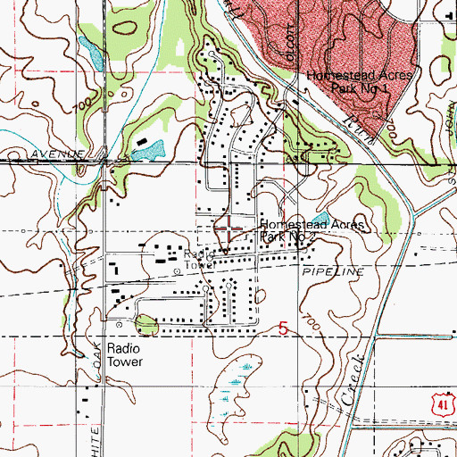 Topographic Map of Homestead Acres Park Number 2, IN