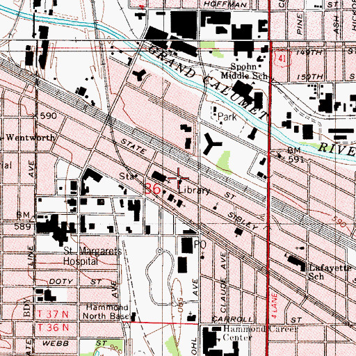 Topographic Map of Hammond Public Library, IN