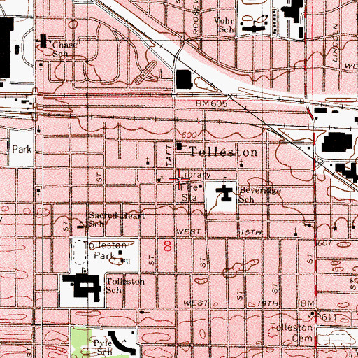 Topographic Map of Tolleston Branch Gary Public Library, IN