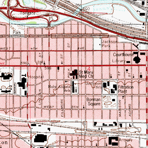 Topographic Map of Northwest Family Hospital (historical), IN